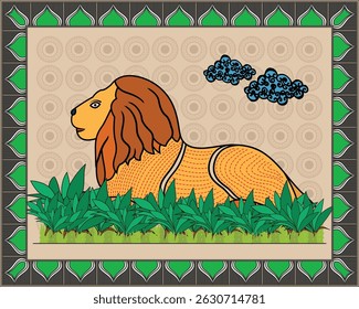 Indian Tribal Art: Lion Motif in Vibrant Gond Style. Gond art, Indian tribal art, Gond painting, Gond lion