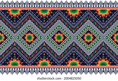 Diseño de patrones étnicos tribales indios. Ikat alfombra de tela azteca mandala adorno nativo boho chevron nativa decoración textil papel de pared. Patrones de textura de bordado tradicionales ilustraciones vectoriales fondo
