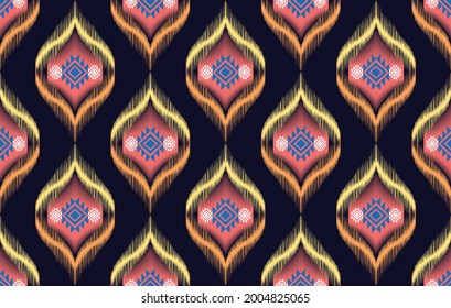 Diseño de patrones étnicos tribales indios. Ikat alfombra de tela azteca mandala adorno nativo boho chevron nativa decoración textil papel de pared. Patrones de textura de bordado tradicionales ilustraciones vectoriales fondo
