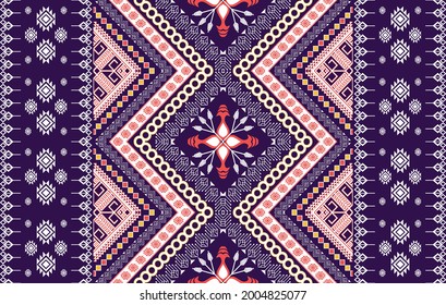 Diseño de patrones étnicos tribales indios. Ikat alfombra de tela azteca mandala adorno nativo boho chevron nativa decoración textil papel de pared. Patrones de textura de bordado tradicionales ilustraciones vectoriales fondo