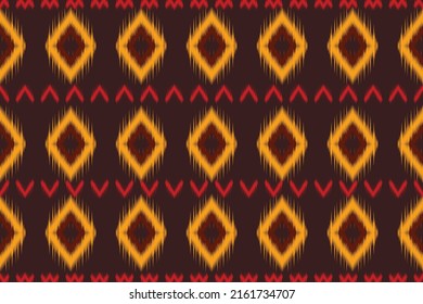 Indian tribal Ikat seamless pattern. Native Aztec ethnic fabric rug Boho mandala ornament Textile diamond. African American oriental geometric vector illustrations. Embroidery style.