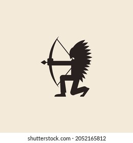 indian tribal logo, archer logo, simple apache logo. vector illustration for logo or icon