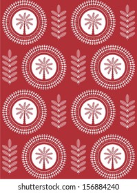 Indian tribal Painting of people dancing and trees. Warli Painting textile seamless pattern gift paper