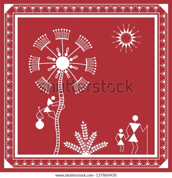 Indian Tribal Painting Warli Painting Stock Vector (Royalty Free ...