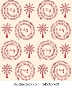 Indian tribal Painting. Warli Painting seamless pattern