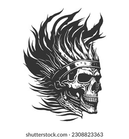 The Indian tribal-inspired skull design features a hauntingly intricate pattern, perfect for creating a chilling aesthetic on t-shirts, tattoos, and motorcycle club insignias