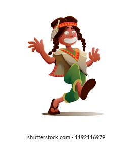 INDIAN TRIBE BOY CHARACTER DESIGN DANCING AND RUNNING