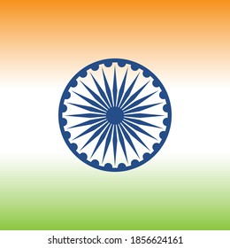 Bandera tricolor india. Mapa de India. Símbolo y signo nacional. Insignia y logotipo de color tricolor. Ilustración vectorial. Fondo para afiches, banner, tarjeta de regalo, tarjeta de saludo. Día de la Independencia