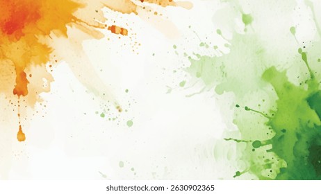 Indian tricolor flag orange and green Abstract background watercolor textured: independence day, republic day, A vibrant horizontal, saffron, white, symbolizes unity, and national pride day