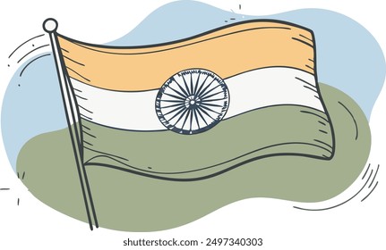 Ilustración vectorial de la bandera tricolor india para el Día de la Independencia 15 de agosto Feliz Día de la Independencia de la India