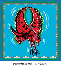 Indian truck art design element - illustration of eagle. Famous indian art style.