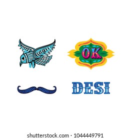 Indian Truck art element vector set. you can use it for truck art logo unit or truck art typography set