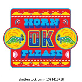 Indian truck art, Horn Ok Please - Vector