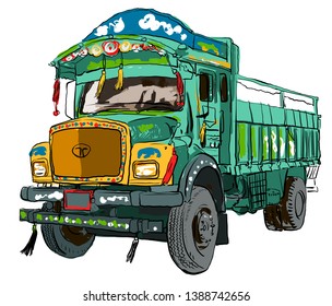 Indian truck  Illustration editable and expandable