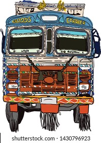 Indian truck vector Illustration is expandable and editable