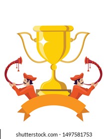 indian tutari man with winner trophy celebration vector illustration