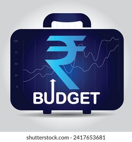 Indian Union Budget, India economy, finance icon, Indian rupee coin.