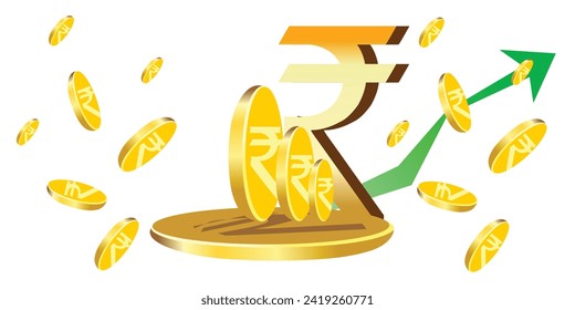 Indian Union Budget, India economy, finance icon, Indian rupee coin .
