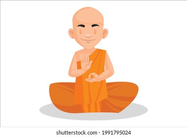 Indian urban monk is doing meditation. Vector graphic illustration. Individually on a white background.