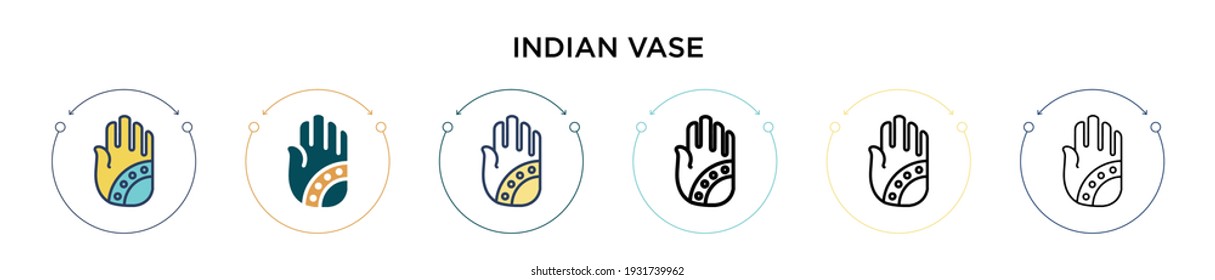 Indian vase icon in filled, thin line, outline and stroke style. Vector illustration of two colored and black indian vase vector icons designs can be used for mobile, ui, web