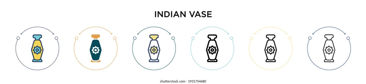Indian vase icon in filled, thin line, outline and stroke style. Vector illustration of two colored and black indian vase vector icons designs can be used for mobile, ui, web