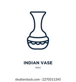 indian vase icon from india collection. Thin linear indian vase, vase, indian outline icon isolated on white background. Line vector indian vase sign, symbol for web and mobile