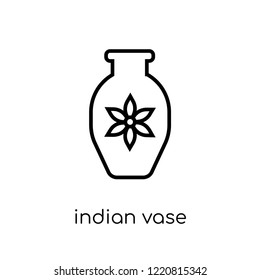 indian Vase icon. Trendy modern flat linear vector indian Vase icon on white background from thin line india collection, editable outline stroke vector illustration