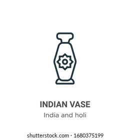 Indian vase outline vector icon. Thin line black indian vase icon, flat vector simple element illustration from editable india concept isolated stroke on white background