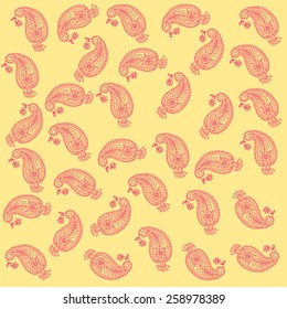 Indian vector colorful patterns on yellow background. Colorful abstract vintage background. Decorative template background for greeting cards. Indian patterns, vector colorful texture. Retro patterns.