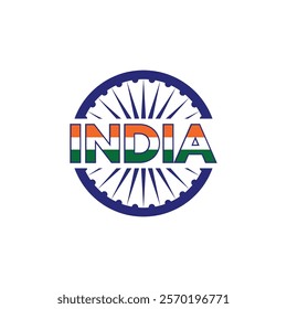 indian vector design with indian flag elements with cut Ashoka Chakra wheel in the middle