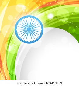 indian vector flag in wave style background