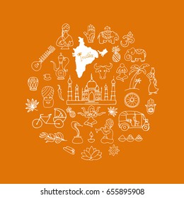 Indian vector icons circle set