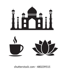 Indian vector icons. Travel india