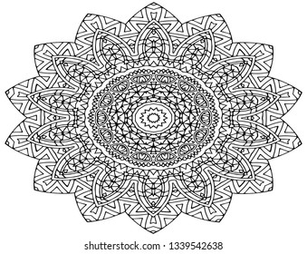 Indian vector mandala pattern, made with geometrical circles, elements and repeated patterns perfect for coloring books, christmas, wedding cards, henna tattoos, greeting card and yoga, meditation