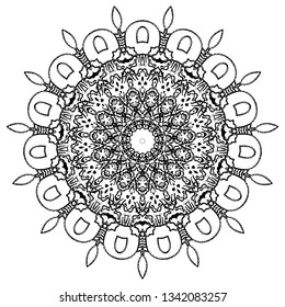 Indian vector mandala pattern, made with geometrical circles, shapes and repeated patterns perfect for coloring books, christmas, wedding cards, henna tattoos, greeting card and yoga, meditation