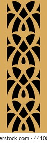 Indian Vertical Seamless Border. Traditional Islamic Floral Design. Mosque decoration element.