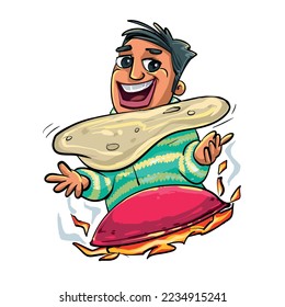 Indian village chef making roti, vector colour full illustration