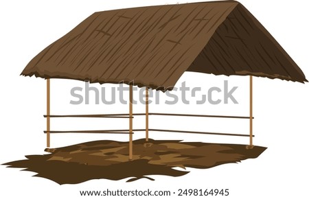 Indian village cowshed vector illustration isolated on white background