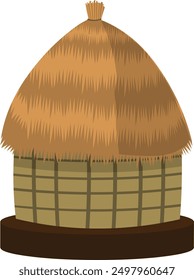 Indian village crop storage . Rural village hut for store food. hut vector illustration isolated on white background