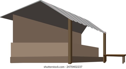Indian village empty tea stall design isolated illustration clipart for cartoon animation. Empty village grocery store. Tea stall design 