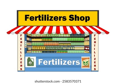 Indian village fertilizer shop vector, Cartoon shop Design, Agriculture fertilizer store illustration