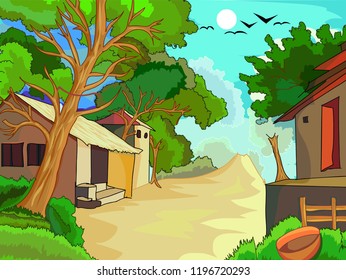 Indian Village House in morning