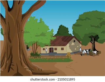 Indian village with house nature backround