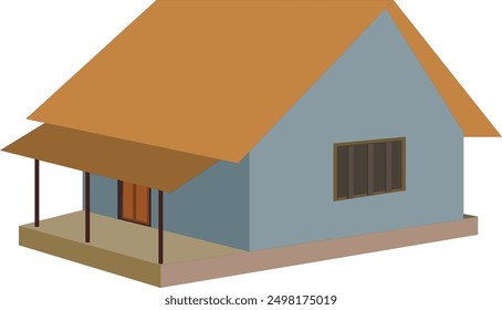 Indian village hut vector Isolated on white background. asian cottage. african house