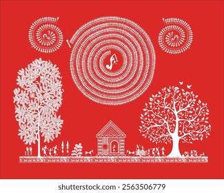 Indian Village Life in Warli Art: A Visual Narrative. Warli art, Indian tribal art, Warli painting, Indian folk art, Warli decor.