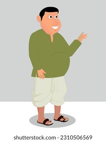 Indian village man cartoon character. moral stories for the best cartoon character vector