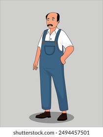 Indian village man cartoon character design for 2d animation