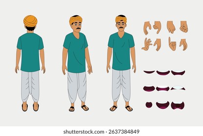 Indian village man cartoon character. moral stories for the best cartoon character.