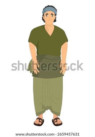 Indian village man in dhoti, vector illsutration