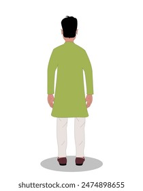 indian village men back view cartoon character design